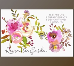Download Romantic Pink Watercolor Flowers By whiteheartdesign (PNG, JPEG)