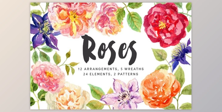 Download Roses. Watercolor collection By OJardin (PNG)
