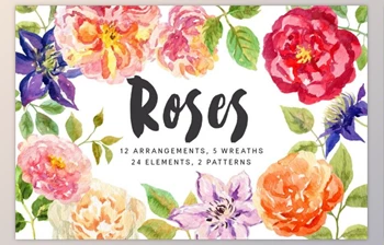 Download Roses. <span class='badge badge-warning'>Watercolor</span> collection By OJardin (PNG)