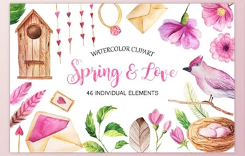 Download Watercolor Spring & Love <span class='badge badge-warning'>Set</span> By LarysaZabrotskaya (PNG)