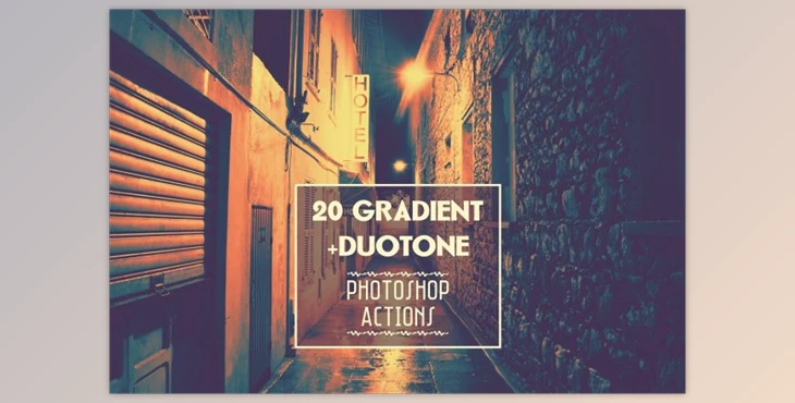 Download Gradient & duotone Photoshop actions By Comet Studio