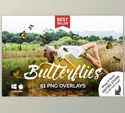 Download 21 Butterflies Photoshop Overlays By PhotoEffects.Store