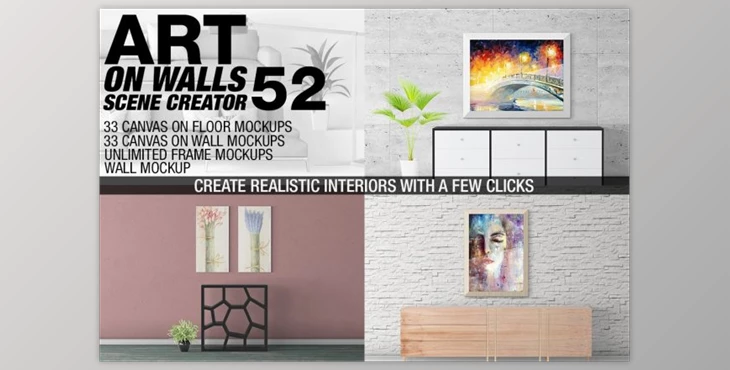 Download Canvas Mockups – Frames Mockups v 52 By Alexander Georgiev (PSD, JPG, PDF)