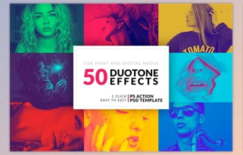 Download 50 Duotone <span class='badge badge-warning'>Photoshop</span> Actions By SanukStudio