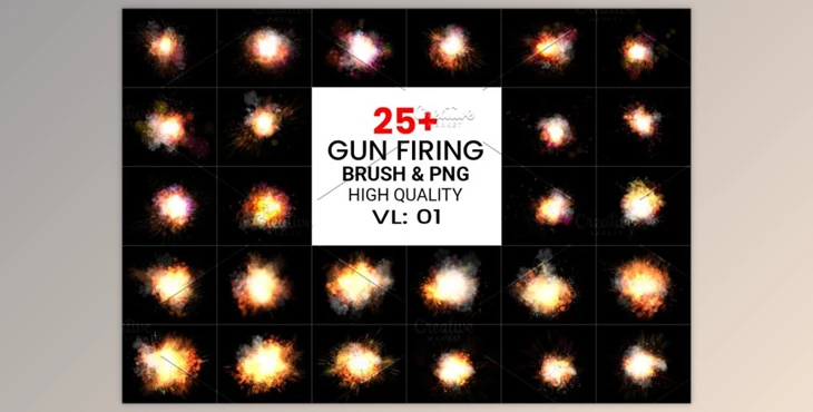 Download PS Gun Firing Brushes & Png Pack CreativeMarket-6225317 (PNG)