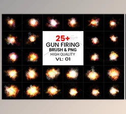 Download PS Gun Firing Brushes & Png Pack CreativeMarket-6225317 (PNG)