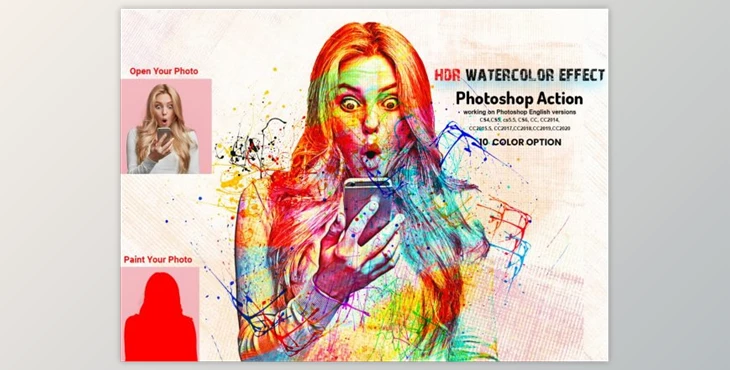 Download HDR Watercolor Effect PS Action By Studio Retouch