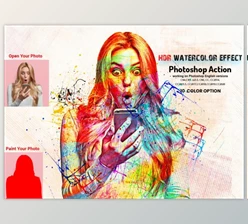 Download HDR Watercolor Effect PS Action By Studio Retouch