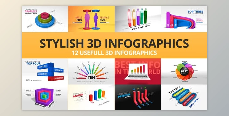 Download Stylish 3D Infographics (Videohive 24239322) - AE Project