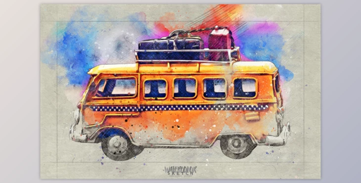Download Watercolor Sketch Photoshop Action By IndWorks (ABR, PAT, ATN)