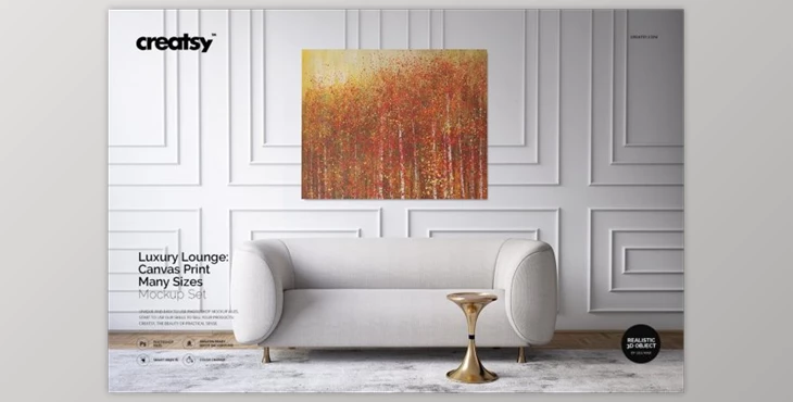 Download Luxury Lounge Canvas Print Mockup By creatsy5 (psd)