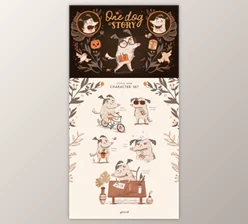 Download One Dog Story - Character set By Yeticrab (PSD)