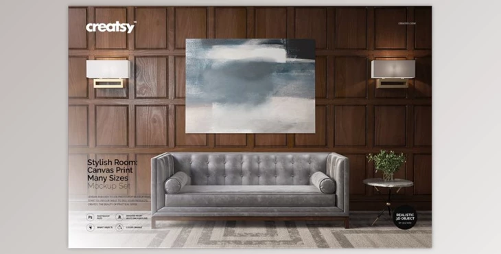 Download Stylish Room Canvas Print Mockup By creatsy5 (psd)