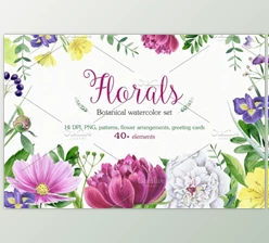 Download Florals watercolor set By Elegantia (PNG, JPEG)