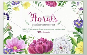 Download Florals watercolor <span class='badge badge-warning'>set</span> By Elegantia (PNG, JPEG)