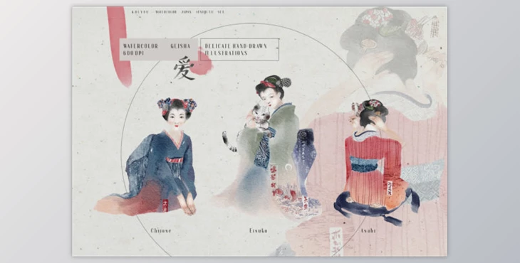 Download Kouyou – Watercolor Japanese Geisha Set