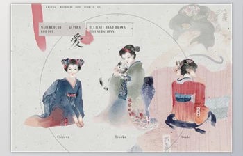 Download Kouyou – <span class='badge badge-warning'>Watercolor</span> Japanese Geisha Set