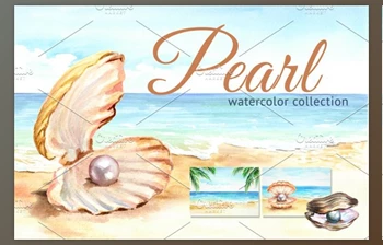 Download Pearls. Watercolor <span class='badge badge-warning'>collection</span> By Daria Ustiugova (PSD, <span class='badge badge-warning'>JPG</span>)