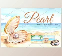Download Pearls. Watercolor collection By Daria Ustiugova (PSD, JPG)