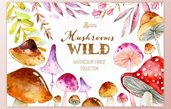 Download <span class='badge badge-warning'>Wild</span> Mushrooms. Forest Collection By OctopusArtis