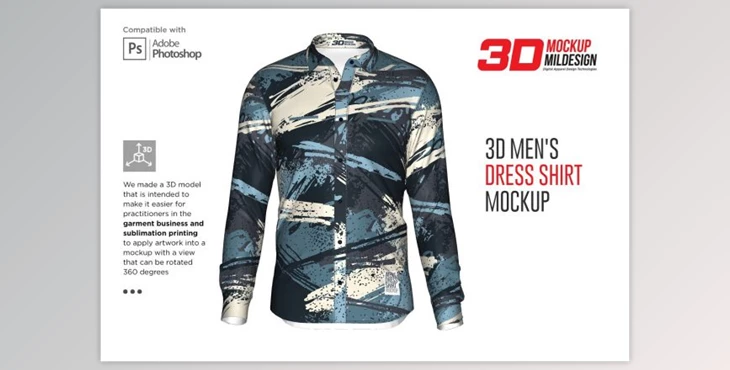 Download 3D Men’s Dress Shirt LS Mockup By Mildstudio (PSD)