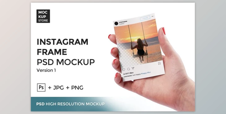 Download Instagram Frame in Hand version 1 By Mockup Store