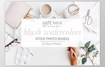 Download Blush <span class='badge badge-warning'>Pink</span> Watercolors Stock Bundle By KateMaxStock