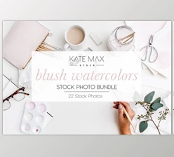 Download Blush Pink Watercolors Stock Bundle By KateMaxStock