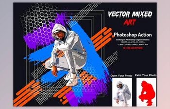 Download Vector Mixed <span class='badge badge-warning'>Art</span> Photoshop Action By Studio Retouch
