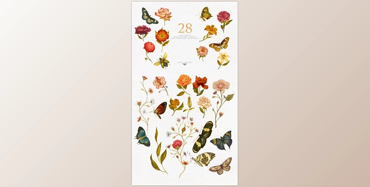 Download Flowers and Butterflies – Clipart By Singerie (PNG)