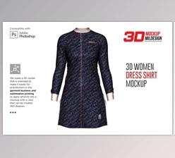 Download 3D Women Dress Shirt LS Mockup By Mildstudio (PSD)