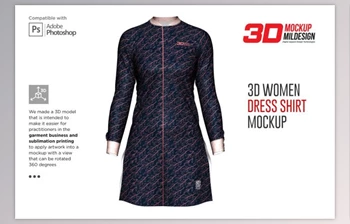 Download <span class='badge badge-warning'>3D</span> Women Dress Shirt LS Mockup By Mildstudio (PSD)