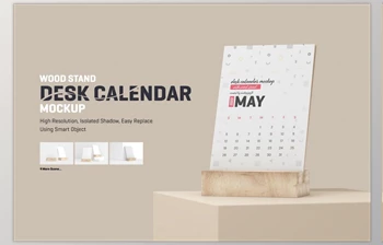 Download Desk Calendar With Wood Stand Mockup By ToaSin <span class='badge badge-warning'>Studio</span>