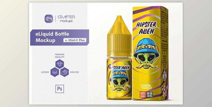 Download eLiquid Bottle Mockup v. 10ml-C Plus By Crafted Mockups (PSD)