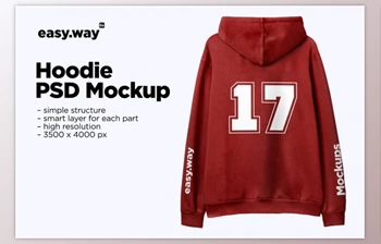 Download <span class='badge badge-warning'>Hooded</span> Sweatshirt Back PSD Mockup By easy.way