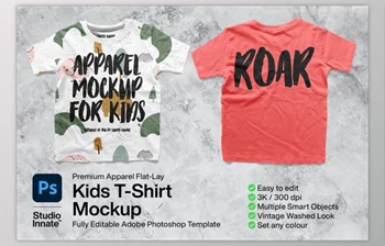 Download <span class='badge badge-warning'>Kids</span> T-shirt Mockup By Studio Innate (JPG, PSD)