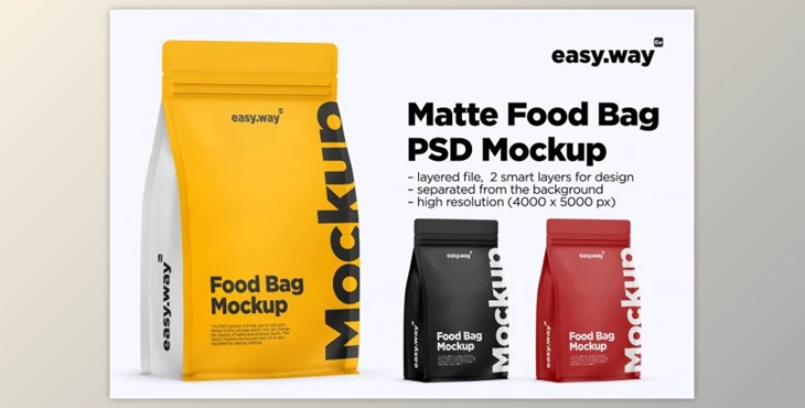 Download Matte Coffee Bag PSD Mockup By easy.way