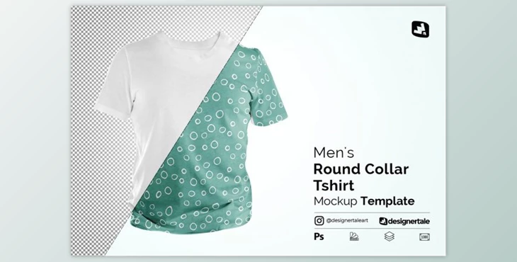 Download Men’s Round Collar Tshirt Mockup By Designertale (PSD)