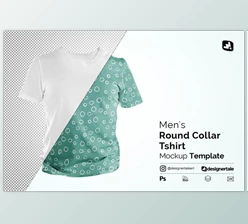 Download Men’s Round Collar Tshirt Mockup By Designertale (PSD)