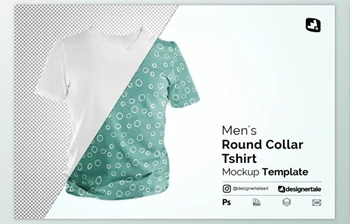 Download <span class='badge badge-warning'>Men</span>’s Round Collar Tshirt Mockup By Designertale (PSD)