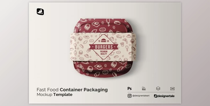 Download Fast Food Container Packaging Mockup By Designertale (PSD)