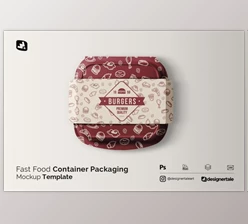 Download Fast Food Container Packaging Mockup By Designertale (PSD)