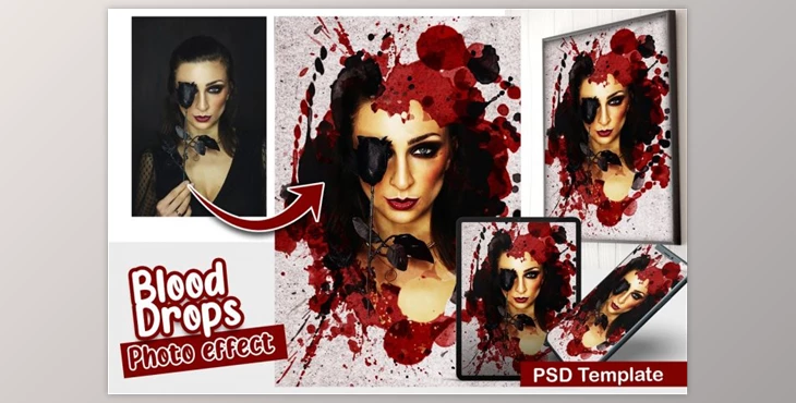 Download Blood Drops Photo Template By DreamColor (PSD)