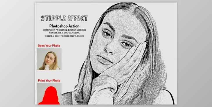Download Stipple Effect Photoshop Action By Studio Retouch