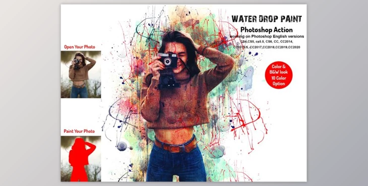 Download Water Drop Paint Photoshop Action By Studio Retouch