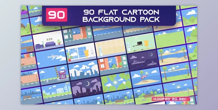 Download 90 Flat Cartoon Background Pack - AE (Videohive 33333960) - AE Project
