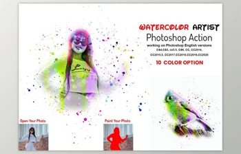 Download Watercolor <span class='badge badge-warning'>Artist</span> Photoshop Action By Studio Retouch