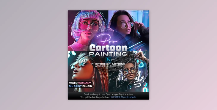 Download PRO Cartoon Painting Photoshop Action By ArcadiaPixels