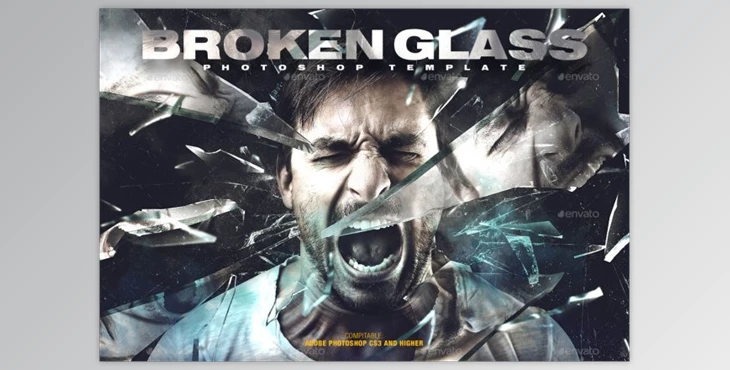Download Broken Glass Photoshop Template By amorjesu