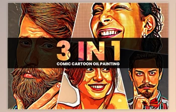 Download 3 in 1 Comic Cartoon Oil Painting By U_<span class='badge badge-warning'>Design</span> (ATN)